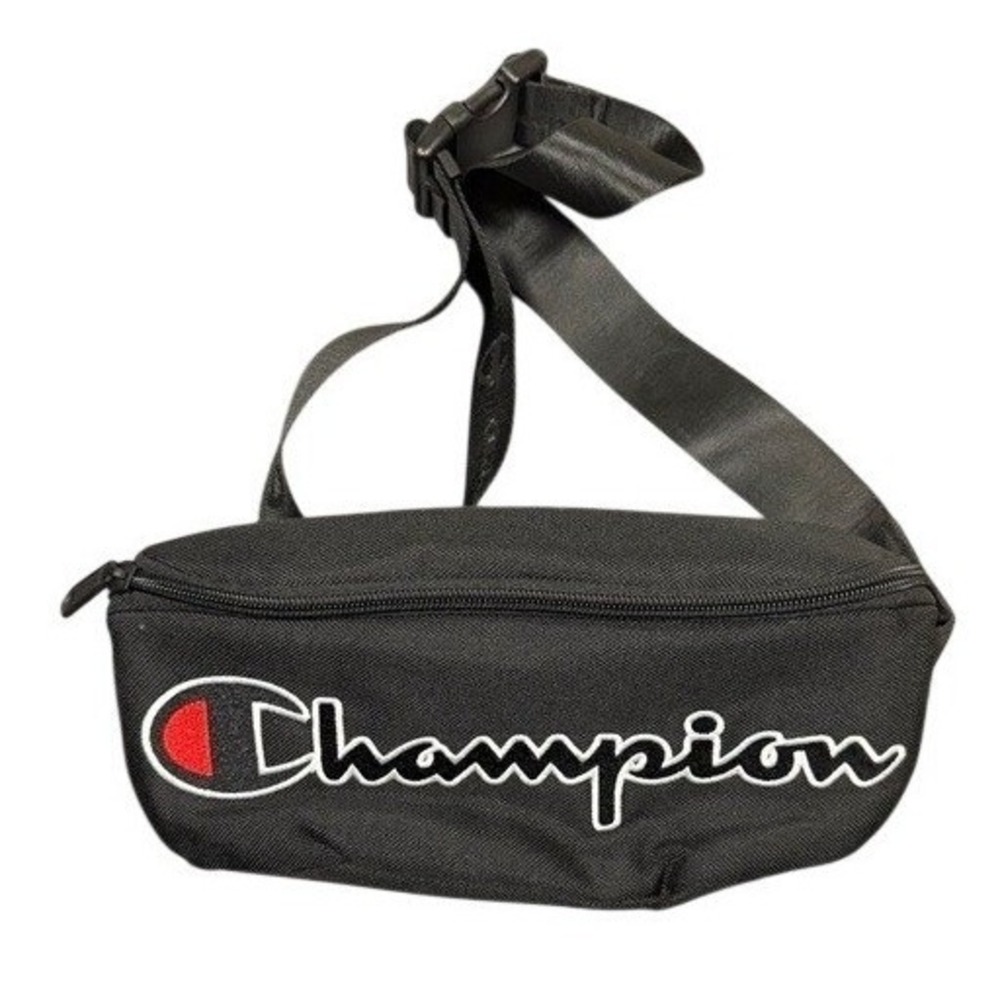 Champion Black Embroidered Script Logo Belt Bag Fanny Pack Adjustable Strap NEW